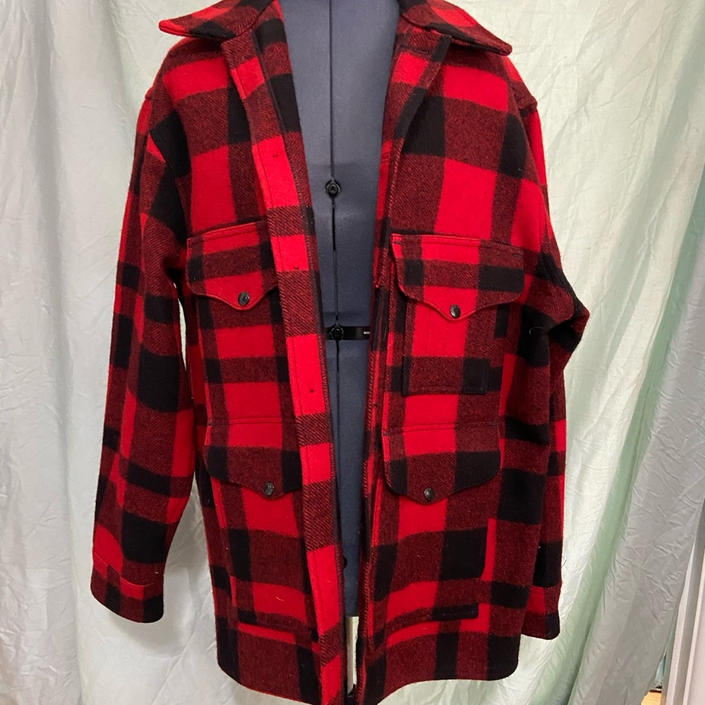 Filson 100% wool red plaid coat